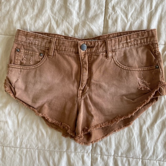 Free People Pants - Free People burnt orange distressed denim jean shorts